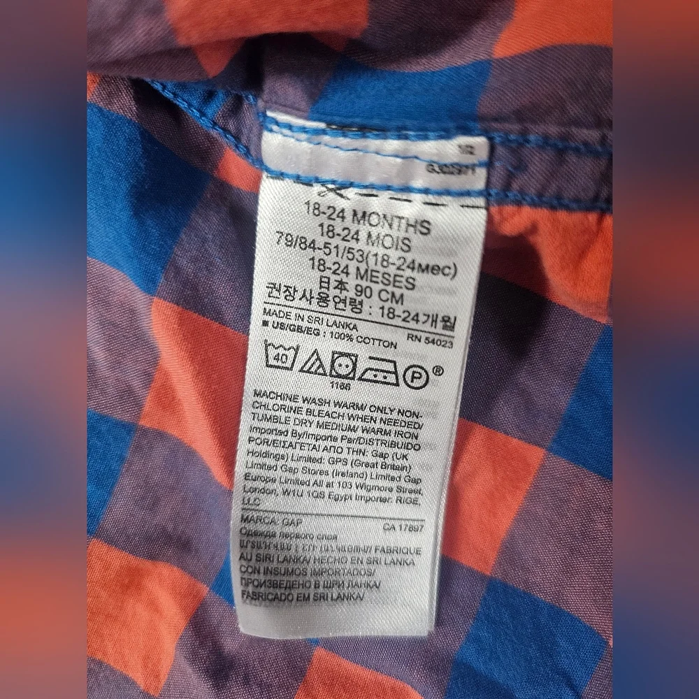 Baby Gap Toddler Button Down- Blue and Orange- 18-24 Months